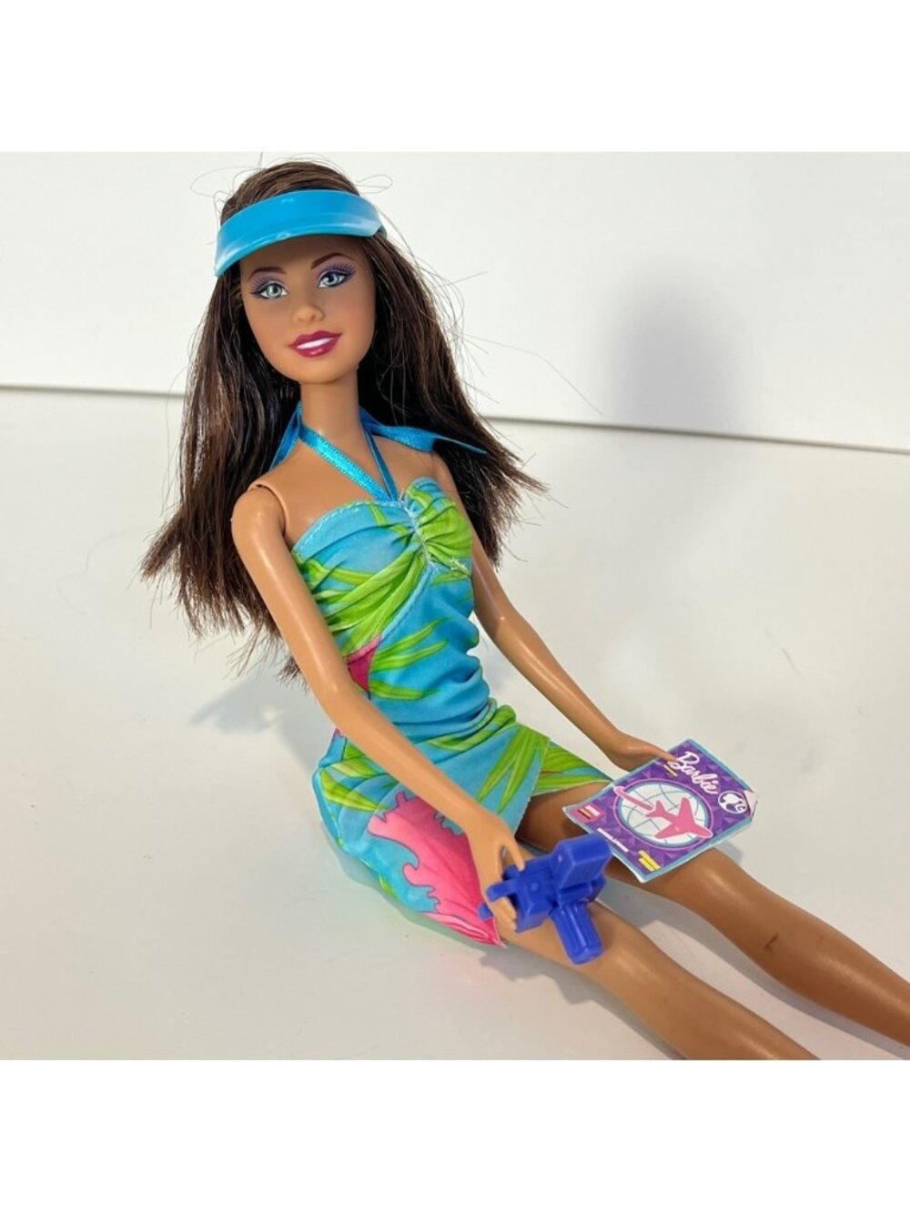 Barbie Doll Brunette Beach Feet Redressed Tropical Dress Summer Vintage Y2K